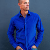 Corduroy Mens' Organic Cotton Shirt in Electric Blue