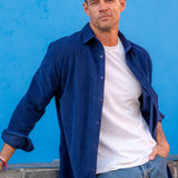 Corduroy Mens' Organic Cotton Shirt in New Navy