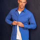 Plain Poplin Mens' Organic Cotton Shirt in Violet Blue
