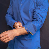 Plain Poplin Mens' Organic Cotton Shirt in Violet Blue