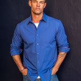 Plain Poplin Mens' Organic Cotton Shirt in Violet Blue