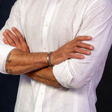 Las Salinas Blanca Mens' Cotton Shirt with electric pink trims