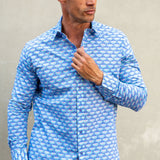 Winging It Mens' Organic Cotton Shirt in Blue Lagoon