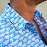 Winging It Mens' Organic Cotton Shirt in Blue Lagoon