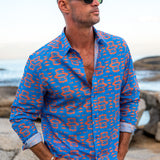Hilken High Mens' Cotton Organic Shirt in Blue