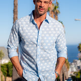 Lotus sky Mens' Organic Shirt in Blue and white