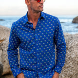 Flower Power Mens' Cotton Organic Shirt in Blue