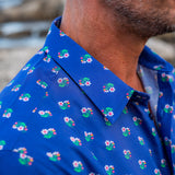 Flower Power Mens' Cotton Organic Shirt in Blue