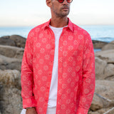 Inner Spin Mens' Cotton Organic Shirt in  Red and White