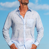 Sky Drifter Mens' Cotton Organic Shirt in Blue
