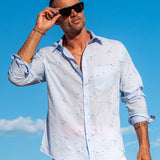 Sky Drifter Mens' Cotton Organic Shirt in Blue