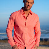 Plain Sunset Coral Cotton Mens' shirt