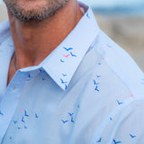 Sky Drifter Mens' Cotton Organic Shirt in Blue