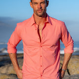 Plain Sunset Coral Cotton Mens' shirt