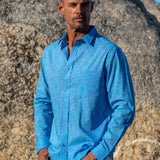 Sky Scape Mens' Cotton Organic Shirt in Blue