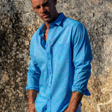 Sky Scape Mens' Cotton Organic Shirt in Blue