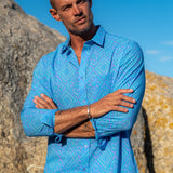 Sky Scape Mens' Cotton Organic Shirt in Blue