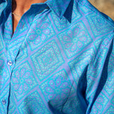 Sky Scape Mens' Cotton Organic Shirt in Blue