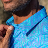 Sky Scape Mens' Cotton Organic Shirt in Blue