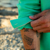 Mens' Electric Green Linen Shirt with Contrast Trim