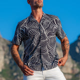 Stripes Mens' Short Sleeve Shirt in Black & White