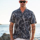 Stripes Mens' Short Sleeve Shirt in Black & White