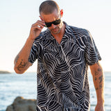 Stripes Mens' Short Sleeve Shirt in Black & White
