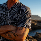 Stripes Mens' Short Sleeve Shirt in Black & White