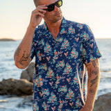 Garden Party Mens' Short Sleeve Shirt in Blue