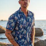 Garden Party Mens' Short Sleeve Shirt in Blue