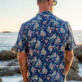 Garden Party Mens' Short Sleeve Shirt in Blue