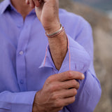 Mens' Lilac Linen Shirt with Contrast Trim