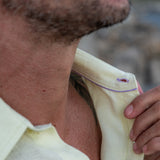 Mens' Pina Colada Yellow Linen Shirt with Contrast Trim