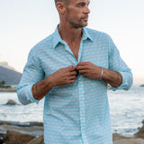 Palm Grove Mens' Organic Shirt in Aqua