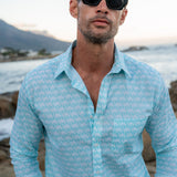 Palm Grove Mens' Organic Shirt in Aqua