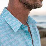Palm Grove Mens' Organic Shirt in Aqua