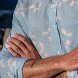 Making Waves Mens' Cotton Shirt in Blue