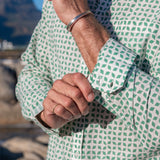 What You See Mens' Cotton Shirt in Green & White