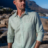 What You See Mens' Cotton Shirt in Green & White