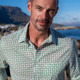 What You See Mens' Cotton Shirt in Green & White