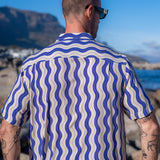 Riviera Mens' Short Sleeve Shirt in Blue & White