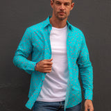 Chilli Blaze Men's Organic Cotton Shirt in Aqua Green