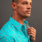 Chilli Blaze Men's Organic Cotton Shirt in Aqua Green