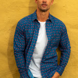 Flight Mode Mens' Organic Cotton Shirt in Navy Blue