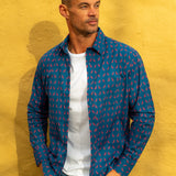 Flight Mode Mens' Organic Cotton Shirt in Navy Blue