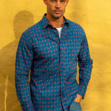 Flight Mode Mens' Organic Cotton Shirt in Navy Blue
