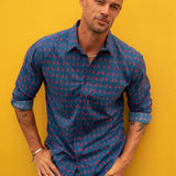 Flight Mode Mens' Organic Cotton Shirt in Navy Blue