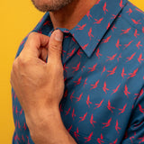 Flight Mode Mens' Organic Cotton Shirt in Navy Blue