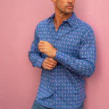 Flight Mode Mens' Organic Cotton Shirt in Dusky Blue
