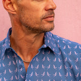 Flight Mode Mens' Organic Cotton Shirt in Dusky Blue